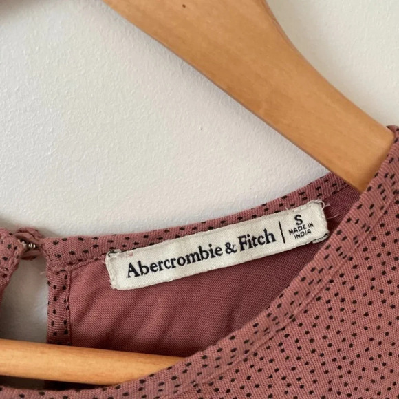 Abercrombie & Fitch Polka Dot Long Sleeve Babydoll Dress Mauve Size Small - Picture 5 of 7